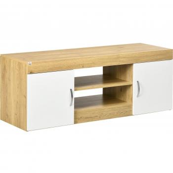 Mueble de TV para Salón HOMCOM con 2 Puertas y Almacenamiento de 2 Niveles para Televisores de hasta 60 Pulgadas 130x39,6x48 cm Natural
