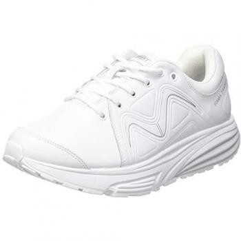 Sneakers Donna MBT Simba in Pelle Bianche e Argento