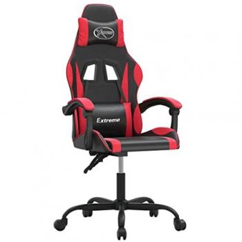VidaXL Chaise Gaming Pivotante Noir & Rouge Similicuir