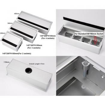 Caja de grommet rectangular de aluminio para escritorio