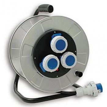 Carrete de Cable Industrial Metálico Golía 30 m, 3 Tomas CE – Fantón 14350