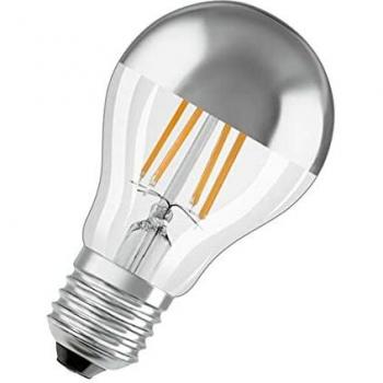 Ledvance LED-Birne 6,5 W/827 E27 650lm kuppenverspiegelt silber