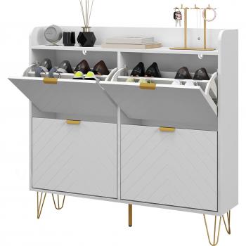 HOMCOM Narrow Shoe Rack for 16 Pairs