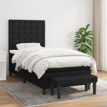Cama de muelles con colchón negro 90x200 cm