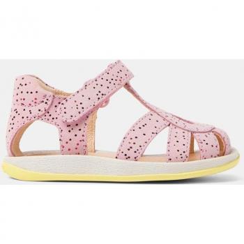Sandales Camper Bicho FW rose jaune enfant avec glitter et fermeture adhérente