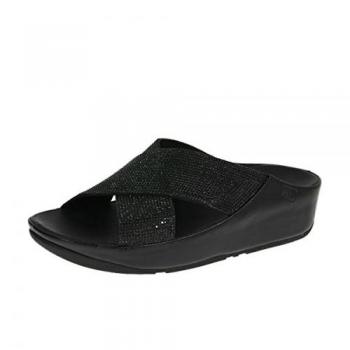 FitFlop Crystall Slide Sandales Bout Ouvert Femme, Noir (Black 001) 41 EU