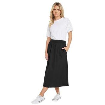 M&Co Jupe Midi Petite Popeline Noir à 100% Coton