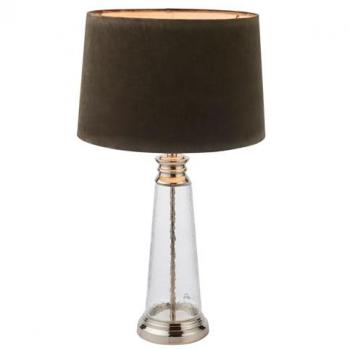 Endon Collection Lighting Winslet Table Lamp Clear Hammered Glass, Grey Velvet Shade