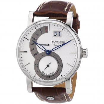 Bruno Söhnle Pesaro II Herren-Armbanduhr, Quarz, Edelstahlgehäuse, Saphirglas, Lederarmband, mit Faltschließe, 10 bar