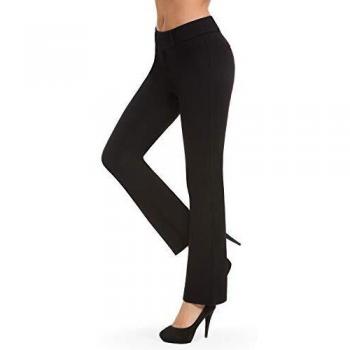 Tailored Bootcut Leg Long Pants for Office and Casual Wear with High Rise Push Up Stretch Élégant É Lastique Flexible Bootcut Droit Jambe Long Pantalon pour le travail de bureau et des vêtements décontractés avec élég - Taille haute Push Up, Noir