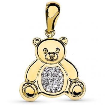 Oso Dorado Colgante 19 mm – Detalles en Circonitas y Oro 18K