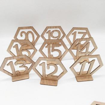 Wooden Table Numbers 1-20 Hexagon Shape for Events