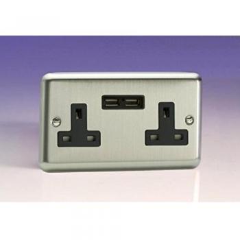 Varilight 13A 2G USB Power Socket – XS5U2B, Black