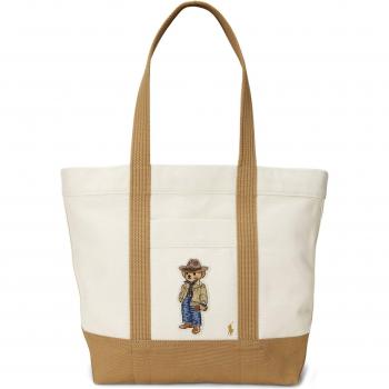 Tote bag Cowboy Ralph Lauren logo ours crème-blanc