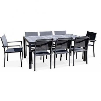 Salon de jardin Oviala en aluminium et céramique pour 8 personnes