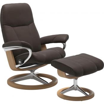 Stressless® Consul S‑Set – Relaxsessel + Hocker, Signature Base, L, Eichenrahmen