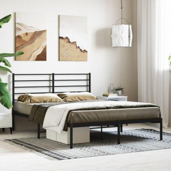 Estructura metálica de cama con cabecero negro 150x200 cm