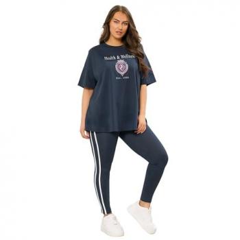 Navy Striped Leggings for Women (Size 26/28)