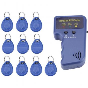 125KHz RFID Handheld Copier Reader Duplicator Machine with 10 T5577 Writable Keyfob Tags