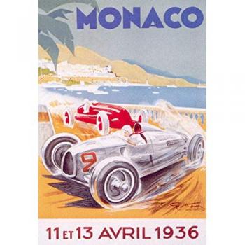 Décoration murale en métal : Grand tableau Rallye de Monaco 1936 (30×40 cm)