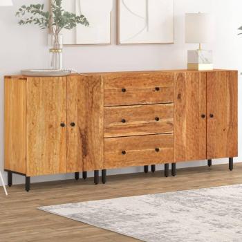 VidaXL Solid Wood Acacia Side Cabinets 3 Pack 60x33x75 cm