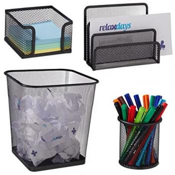 Schwarz 4er Set Schreibtisch Organizer von Relaxdays