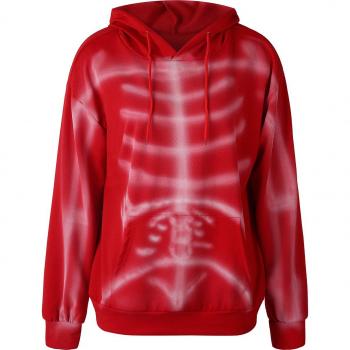 Skull Print Hooded Sweatshirt for Women