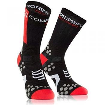 Compressport Bike 2.1 - Calcetín de Ciclismo Unisex, Color Negro/Rojo, Talla 1
