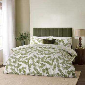 King Size Lauro Olive Print Duvet Cover Set (Reversible)