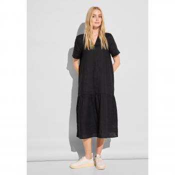 STREET ONE Midikleid mit Rüschen in Schwarz