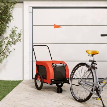 VidaXL Dog Bike Trailer Orange and Black Oxford Fabric and Iron