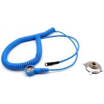 Quadrios ESD-Erdungskabel 1.80 m Klemme, Druckknopf 10 mm, Ringkabelschuhanschluss, Aktive Bauelemente, Blau