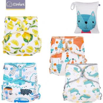 Pañales AI2 de Tela Suave para Bebés, 4 Piezas, Lavables y Resistentes al Agua, Bolsa Húmeda Incluida