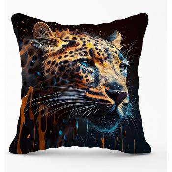 Leopard Face Splash Art Outdoor Cushion