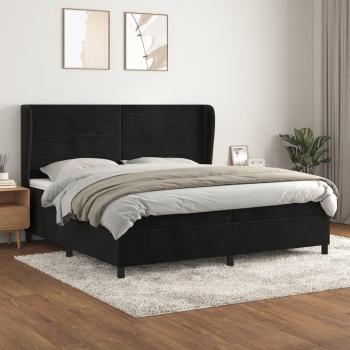 Estructura de Cama con Colchón de Muelles Negro 200x200 cm