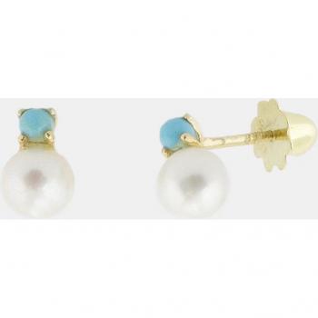 OroTurquesa Perlas: Pendientes Infantiles
