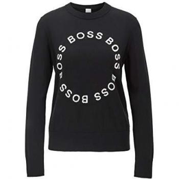 BOSS Damen Ihannon Logo-Pullover (Baumwolle/Kamelwolle)