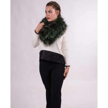 MR Complements - Bufanda de mujer regulable de pelo natural en verde