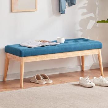 Shally Dogan - Cassapanca Pouf Ottomana Blu Ingresso Panca Imbottitura Alta Densità 108x41cm