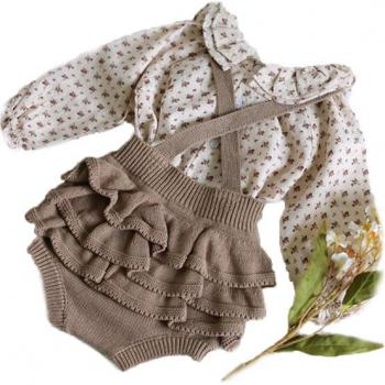 Ruffled Wave Knitted Jumpsuit for Infants