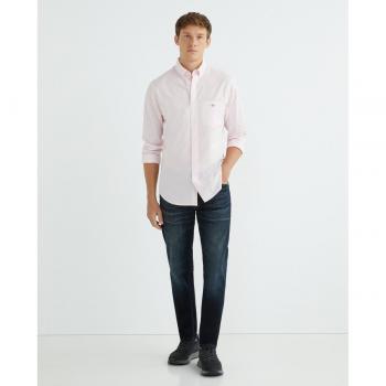 Camisa Gant de manga larga en popelín rosa regular