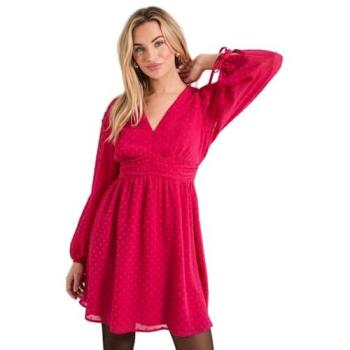 Dark Pink Gathered Waistband Chiffon Mini Dress by Dorothy Perkins – 14