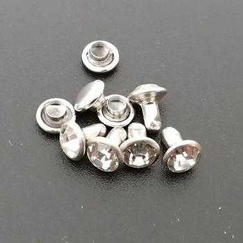 6mm Rhinestone Crystal Nail Buttons - 50 Pcs for Garment Decoration