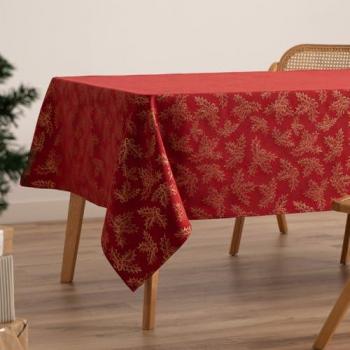 GAMUSI Mantel jacquard navidad Holly rojo