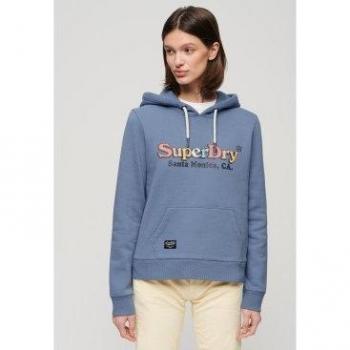 Sweat à capuche femme Superdry logo arc-en-ciel bleu