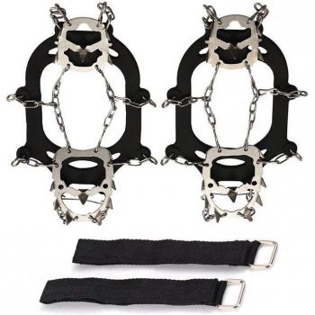 Winter Hiking Crampons with Anti-Slip 18 Teeth Steel Spikes