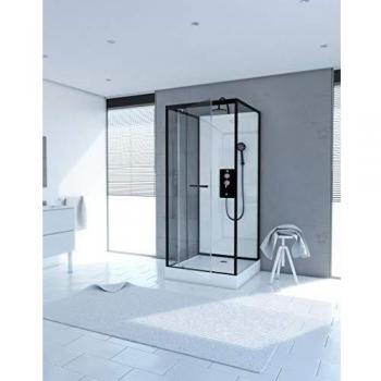Aurlane Cabine de douche carrée 90x90x230cm - extra blanc et profilé noir mat - LUNAR SQUARE 90