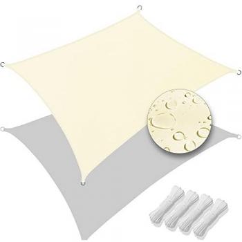 Voile d'ombrage en polyester 3x4m beige avec cordage