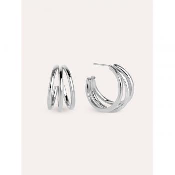 Aros Triples en Latón con Acabado Baño de Rodio – Pendientes para Mujer