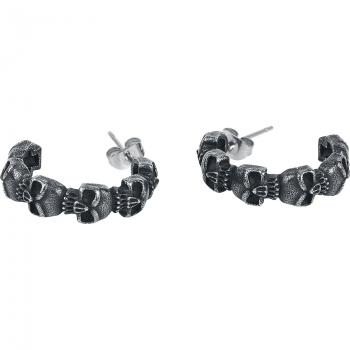 Set di orecchini etNox - Gothic Black Skulls - Argento - Donna